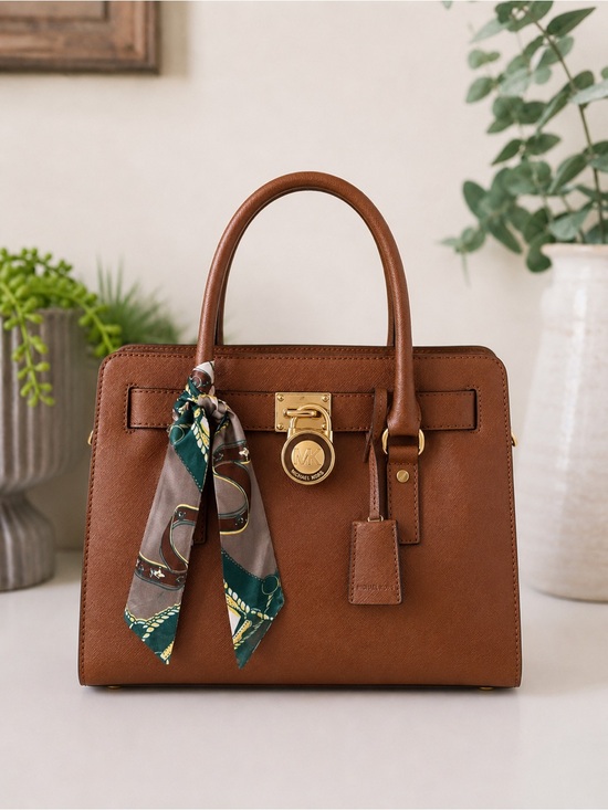 Michael Kors Handbags - Michael Kors Hamilton Satchel in Luggage Brown with Gold Hardware